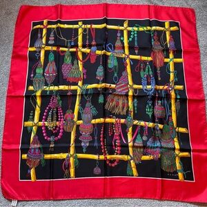 Echo Vibrant Red and Black Scarf made with silk from italy